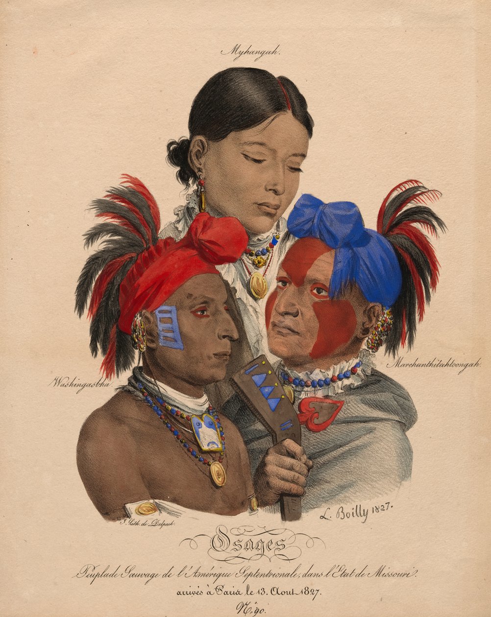 Osage Indians: Mohongo, Washingsabba (or Black Bird), and Big Soldier by Louis Leopold Boilly