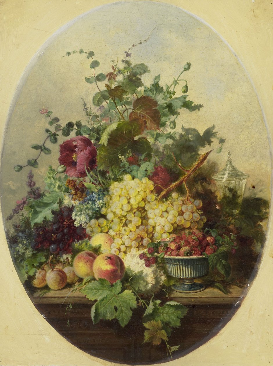Still Life with Fruits and Flowers by Louis Martinet