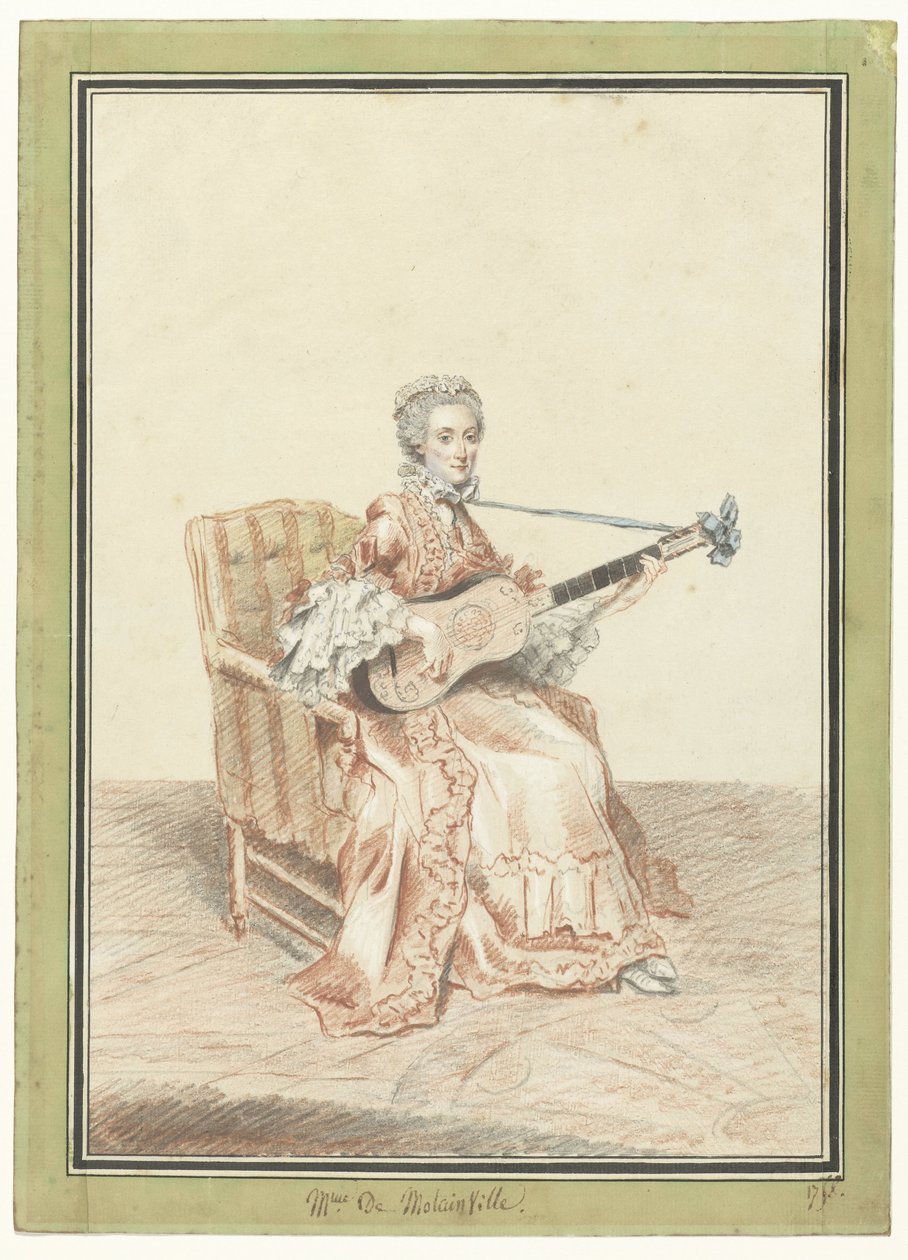 Portrait of Madame de Montainville Playing Guitar by Louis de Carmontelle