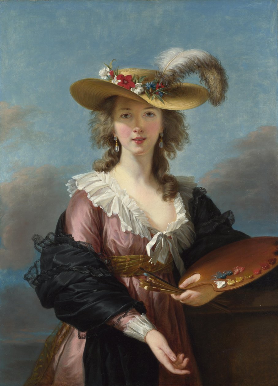 Self-Portrait in a Straw Hat by Elisabeth Louise Vigee-Lebrun