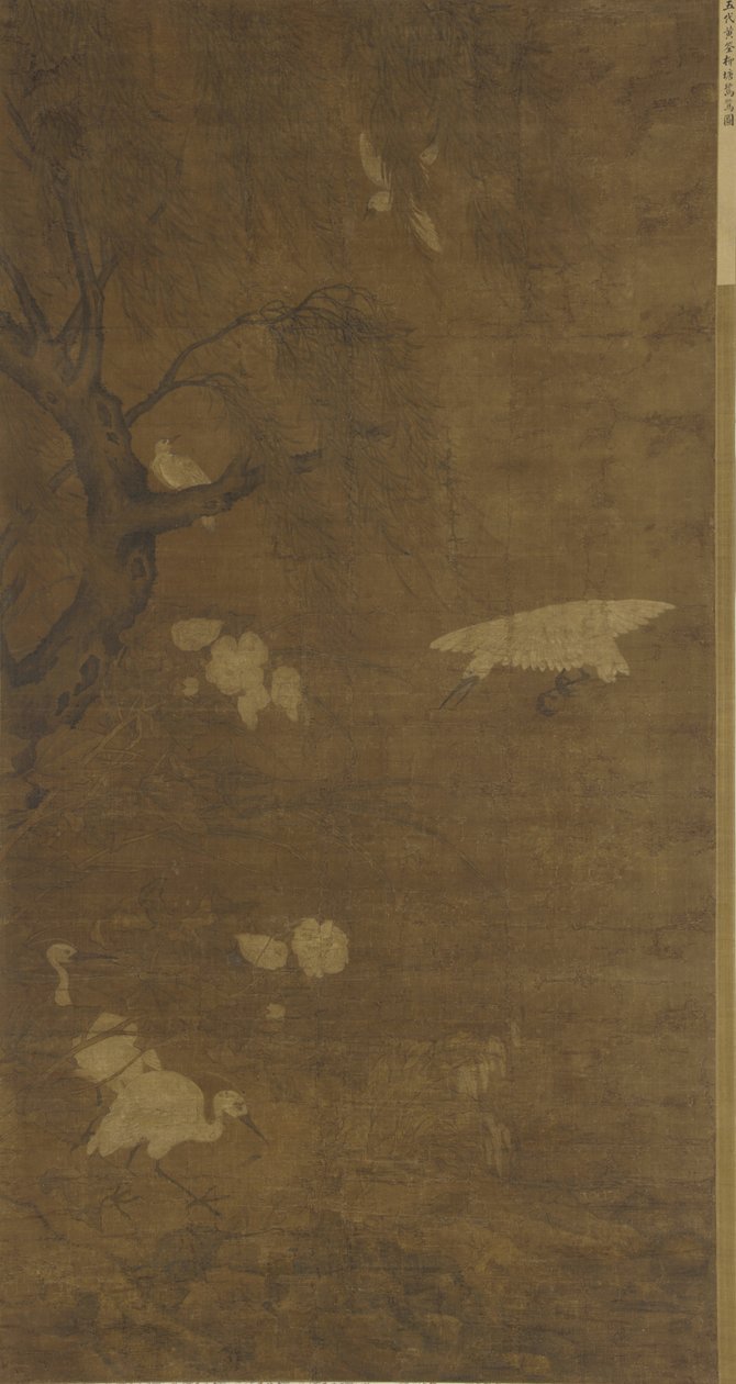 Birds, Willow Tree, and Flowers, Ming Dynasty by Lu Ji