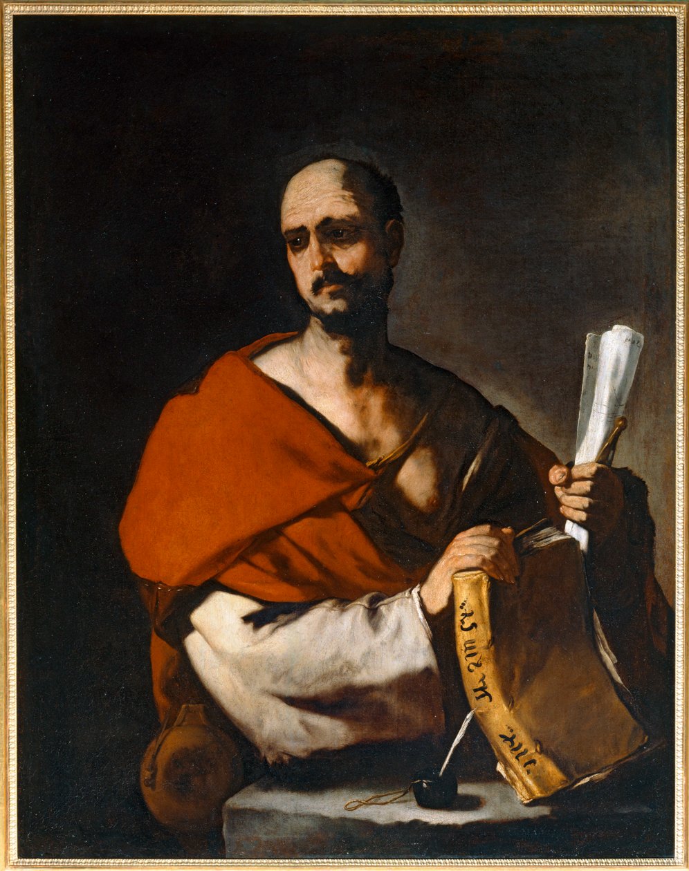 Philosopher Holding a Book and a Scroll of Paper by Luca (circle of) Giordano