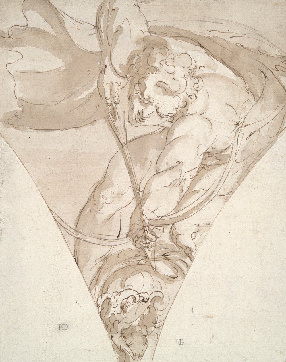 Apollo Killing the Python, Study for a Spandrel in the Palazzo Antonio ...