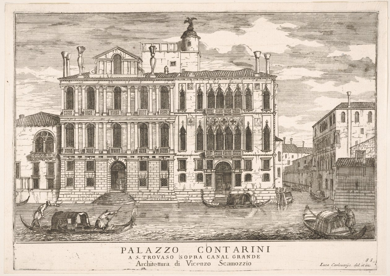 Plate 85: View of the Contarini Palace in Campo San Trovaso, Venice, 1703, from The Buildings, 1703 by Luca Carlevarijs