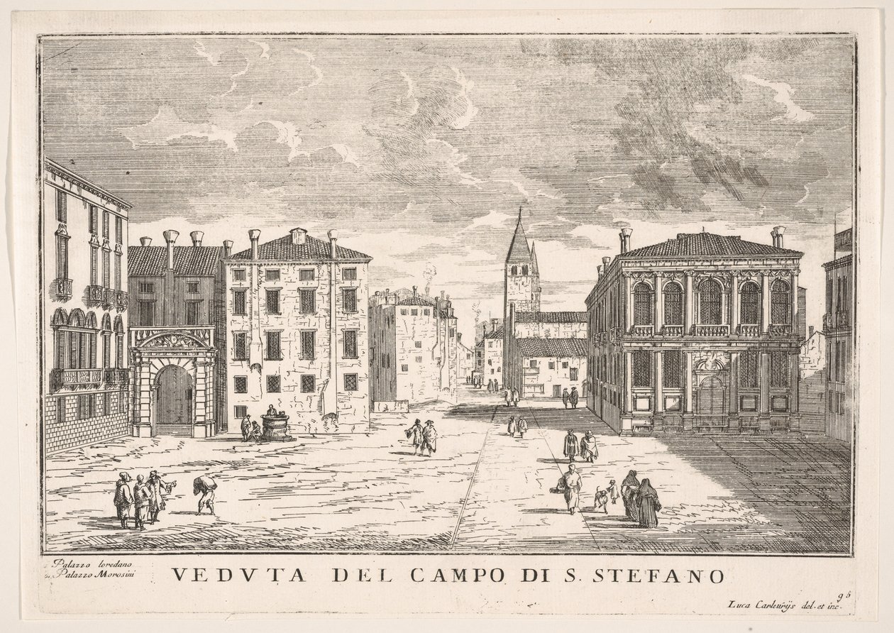 View of Campo Santo Stefano with the Loredan Palace and Morosini Palace, Venice (Plate 95) by Luca Carlevarijs