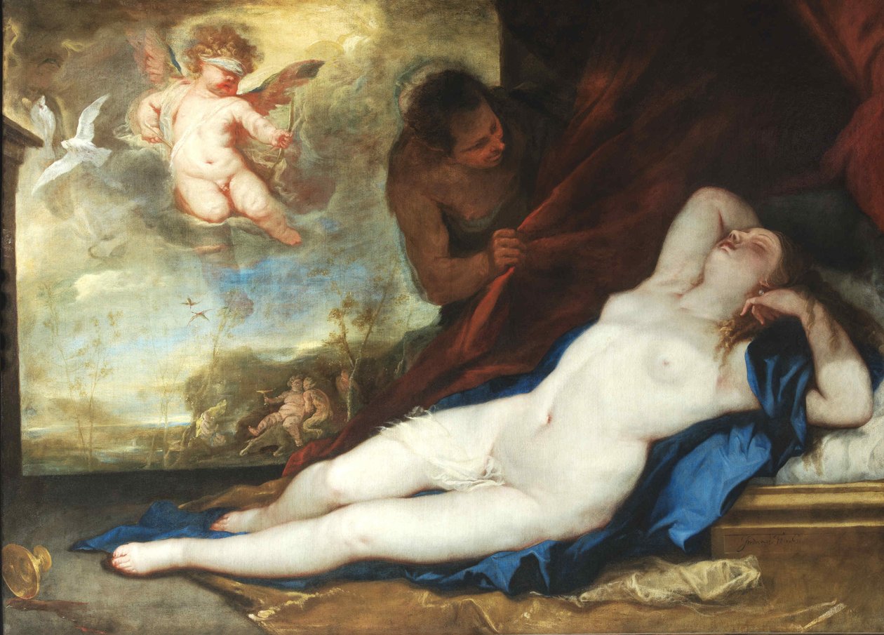 Sleeping Venus, Amor and Satyr by Luca Giordano