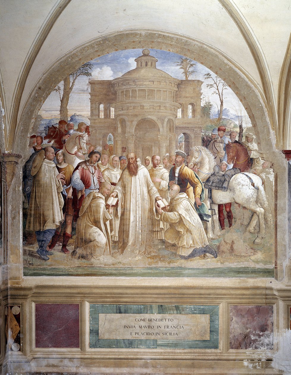 Benedict Sends Maurus to France and Placid to Sicily (Detail) by Luca Signorelli