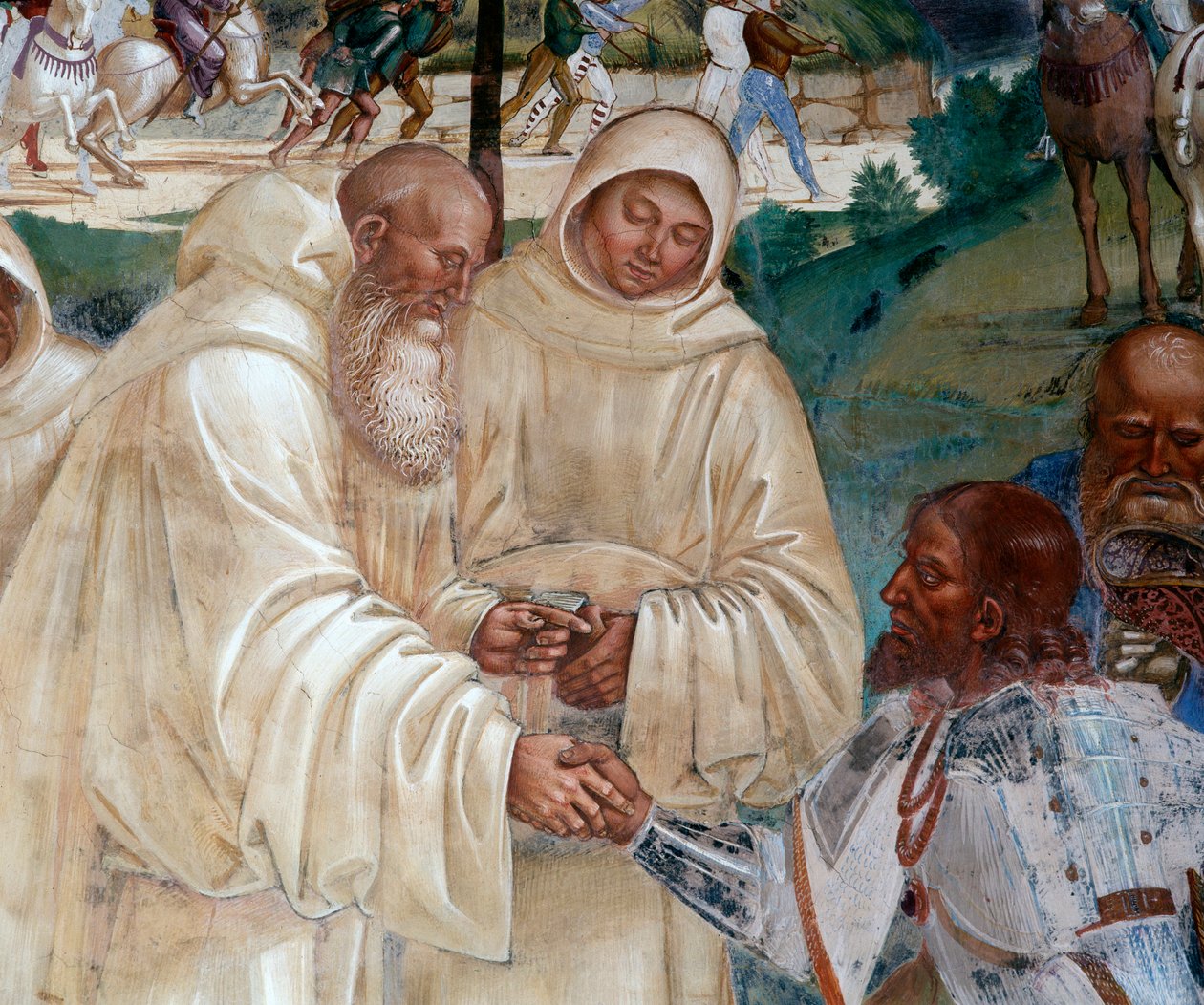 Benedict Welcomes Totila (detail) by Luca Signorelli