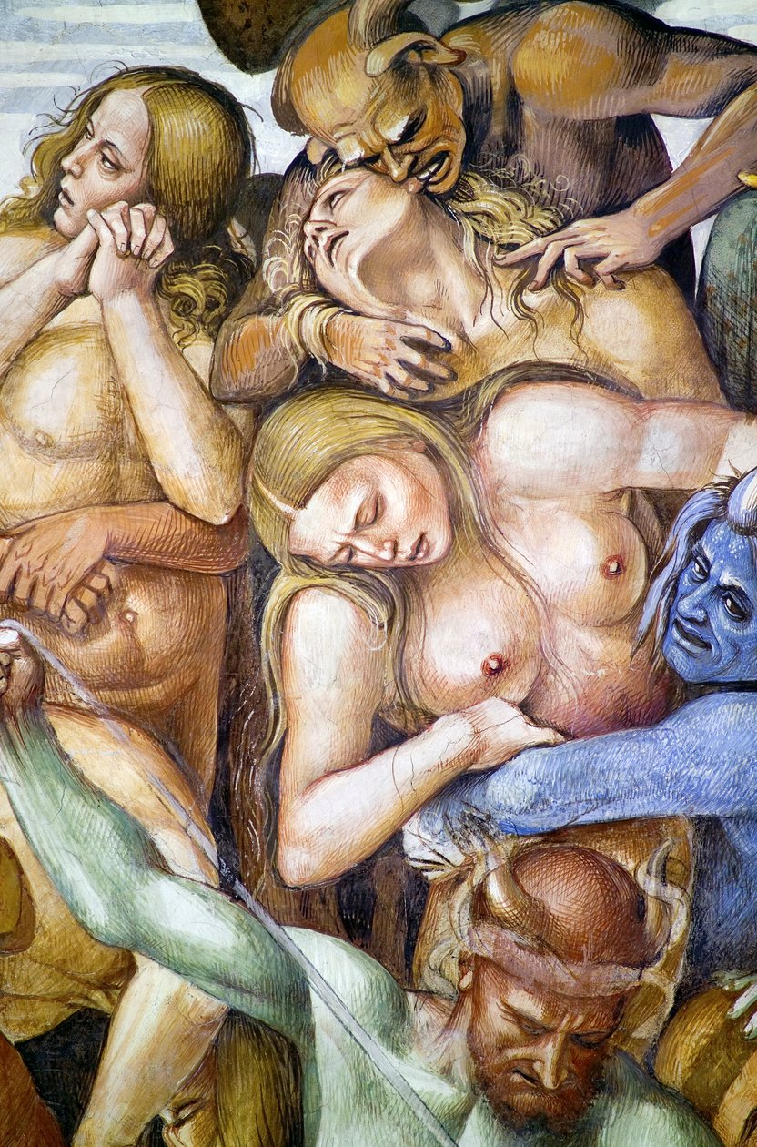 Damned in Hell (detail with self-portrait of Luca Signorelli) by Luca Signorelli