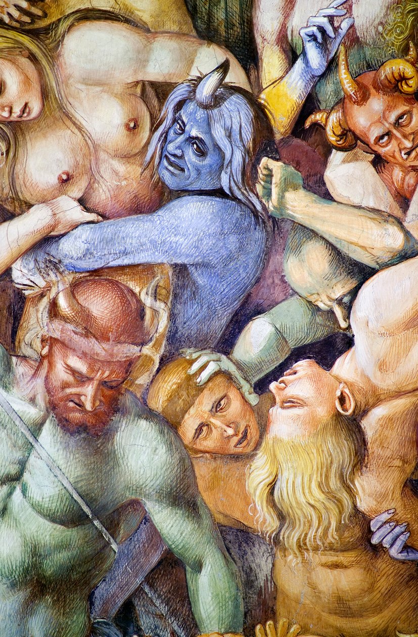 Damned in Hell (detail with self-portrait of Luca Signorelli) by Luca Signorelli