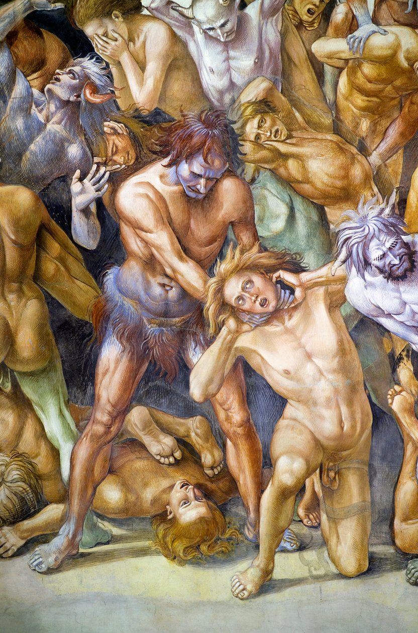Damned in hell, from Last Judgment fresco cycle by Luca Signorelli