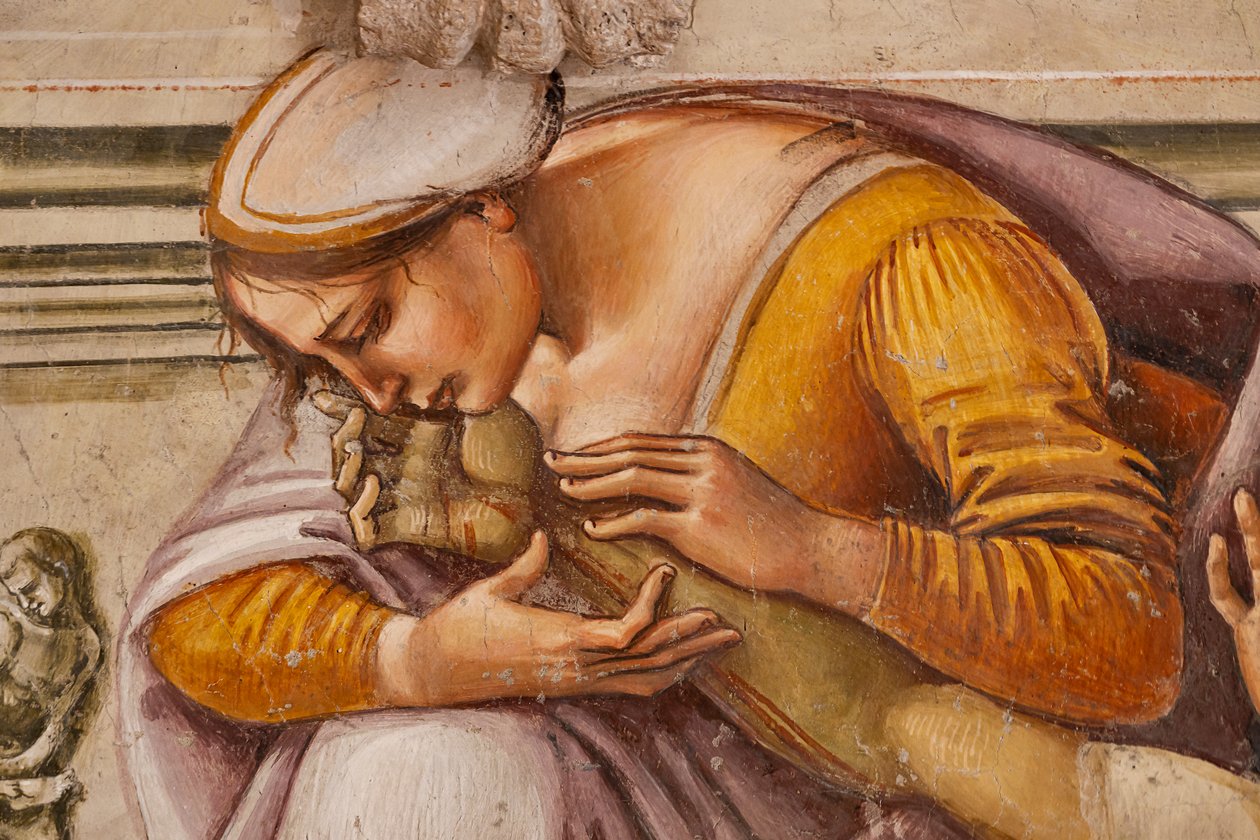 Lamentation of the Dead Christ Between the Two Saints of Orvieto (Detail) by Luca Signorelli