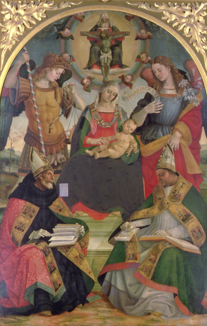 The Trinity, Madonna and Child, Angels and Saints by Luca Signorelli