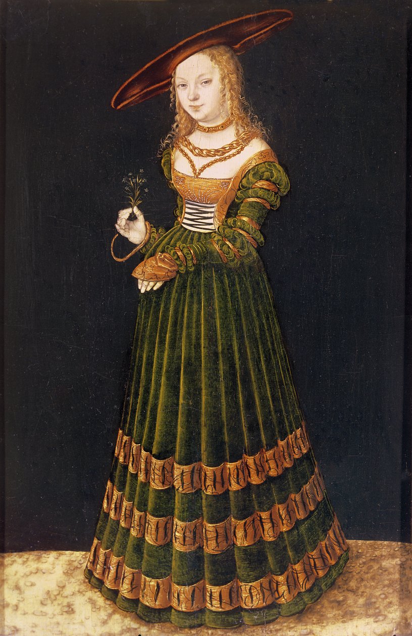 Young Girl Holding Flowers, 1526 by Lucas Cranach the Elder