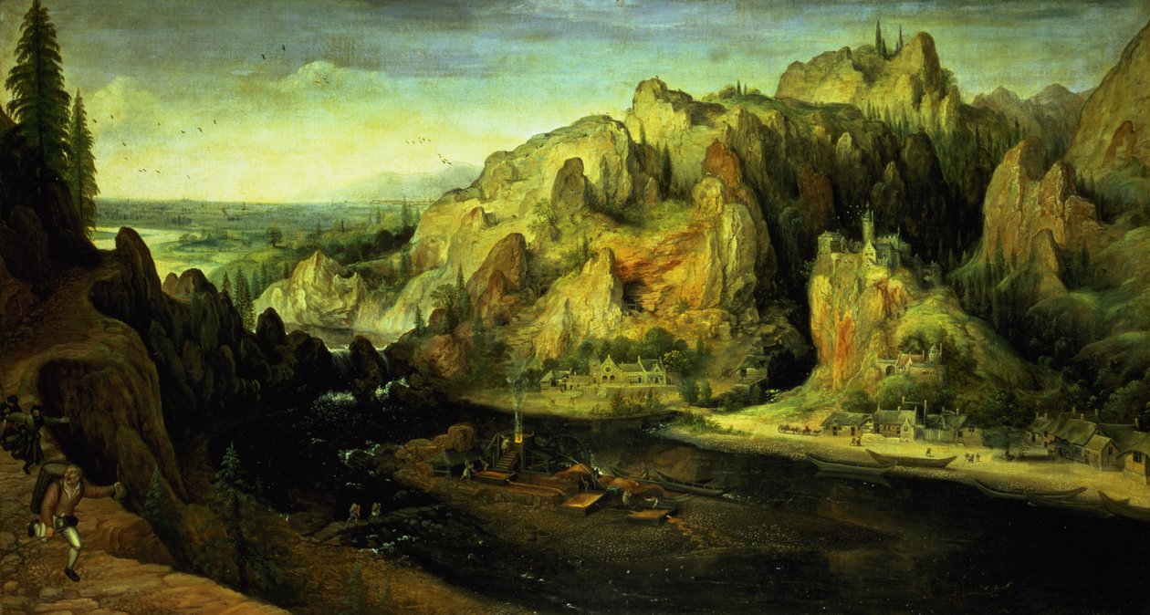 Mountain Landscape with a Surprise Attack, c.1585 by Lucas van Valckenborch