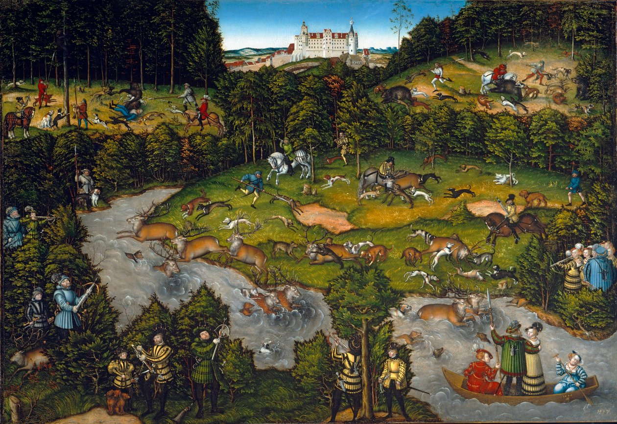 Court Hunt at Hartenfels Castle (Torgau in Saxony) by Lucas Cranach the Elder