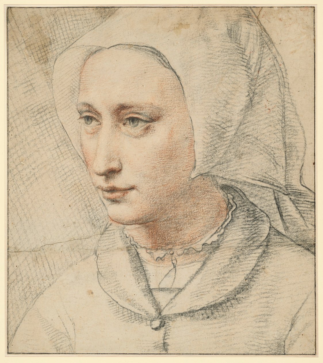 Bust of a Woman with a Bonnet, Turned Half Left by Lucas van Leyden