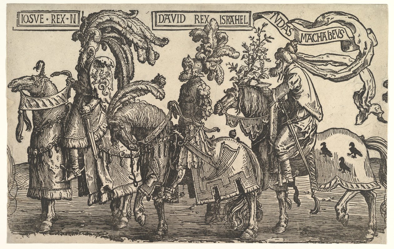 Joshua, David, and Judas Maccabee, from The Nine Heroes, ca. 1520 by Lucas van Leyden