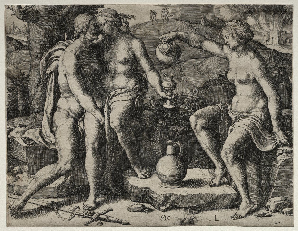 Lot and His Daughters by Lucas van Leyden