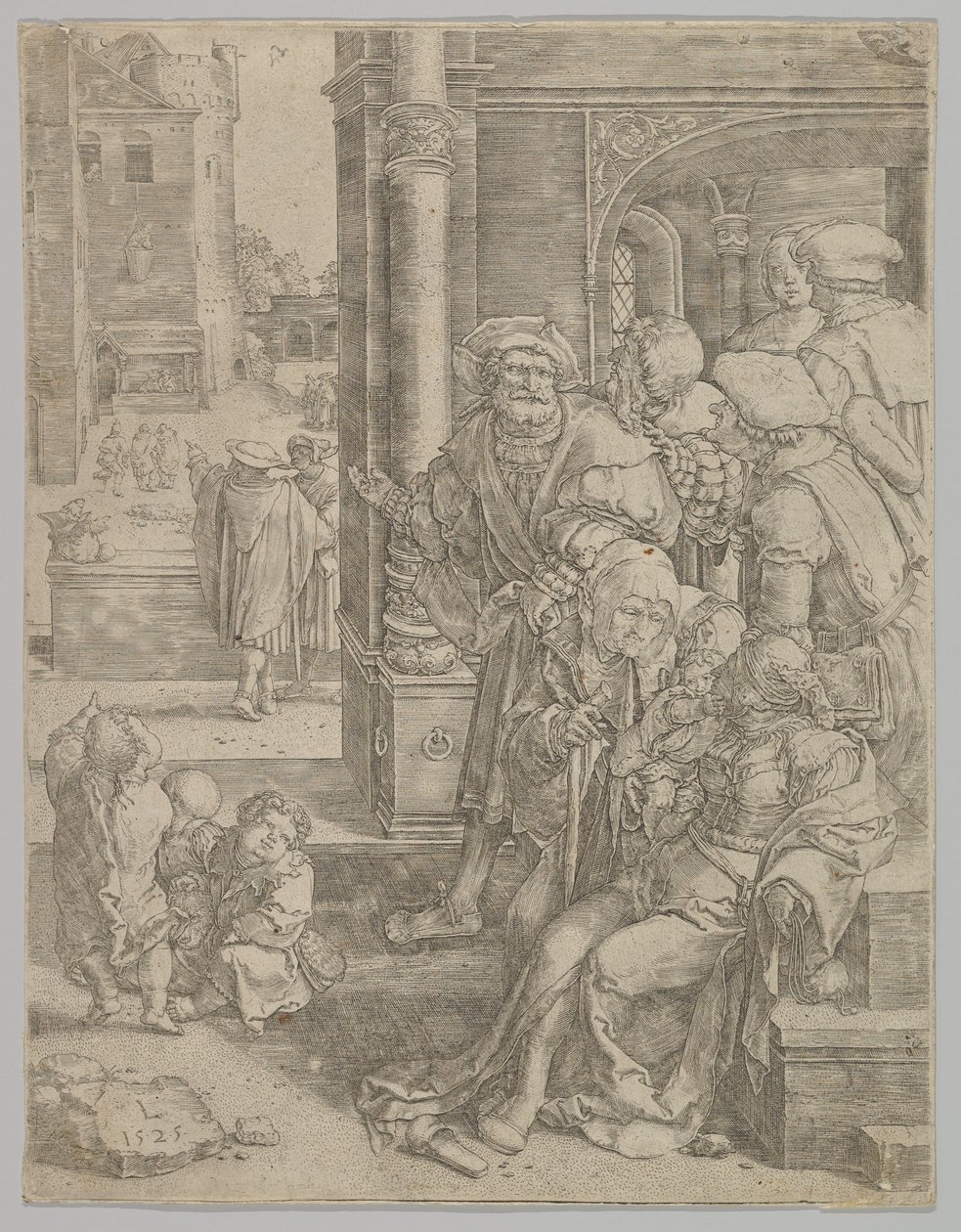 Poet Virgil Suspended in a Basket by Lucas van Leyden