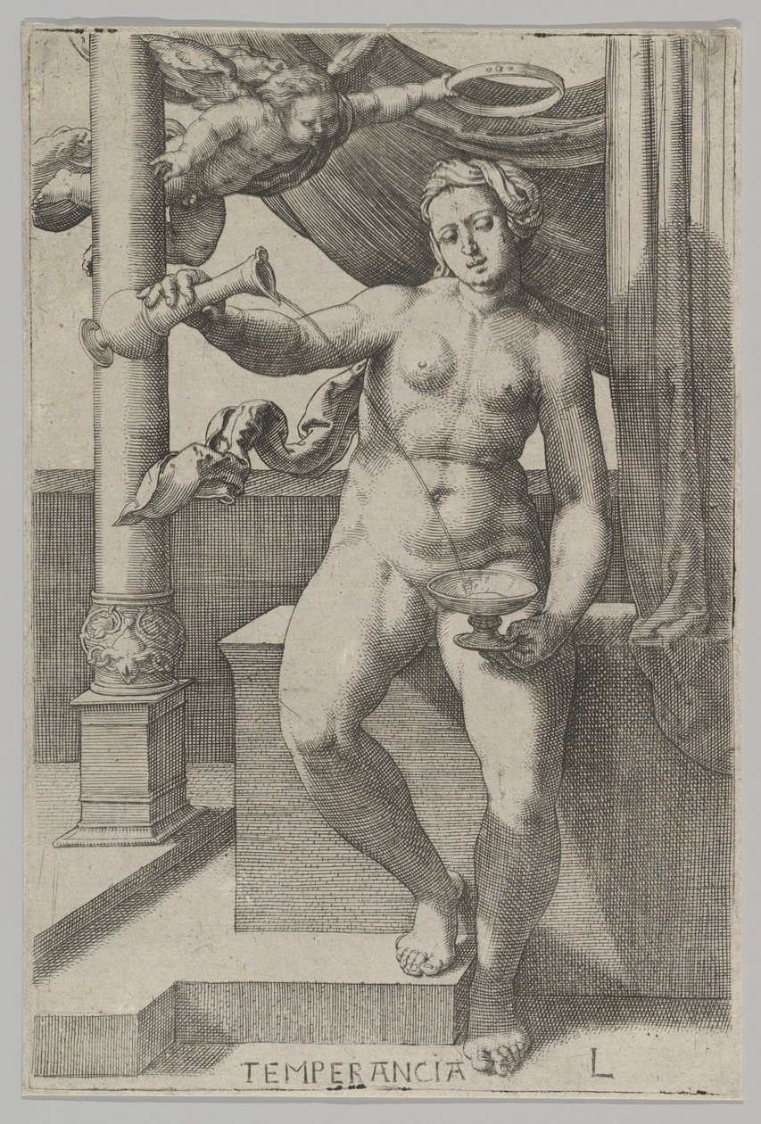 Temperance, from the series The Virtues, 1530 by Lucas van Leyden