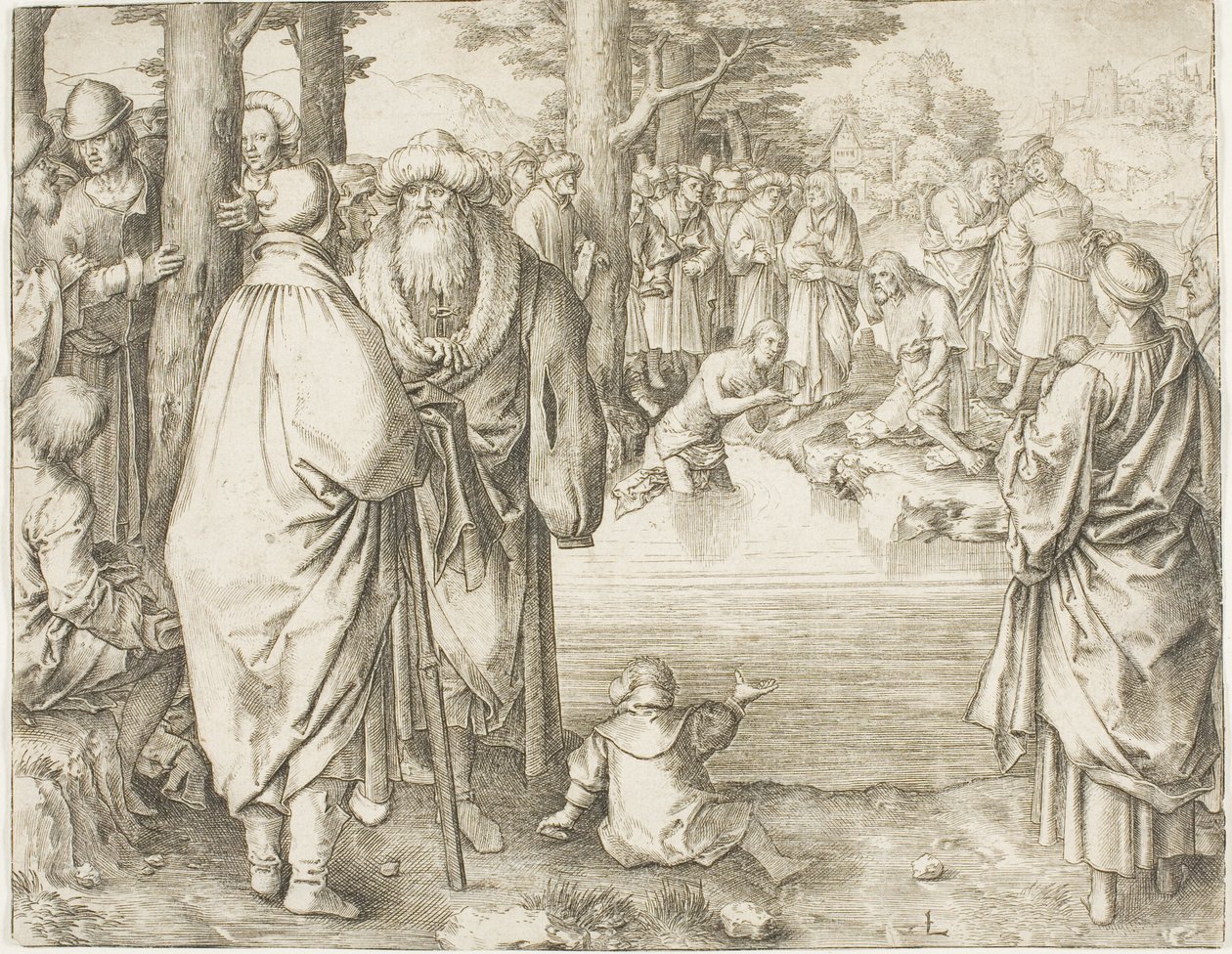 The Baptism of Christ in the River Jordan by Lucas van Leyden
