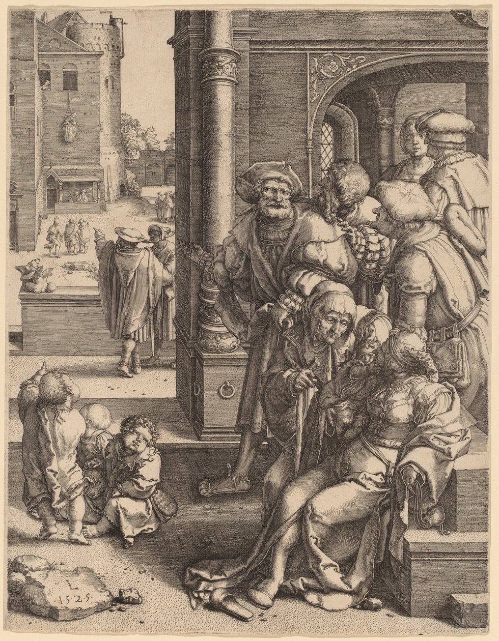 The Poet Virgil Suspended in a Basket by Lucas van Leyden