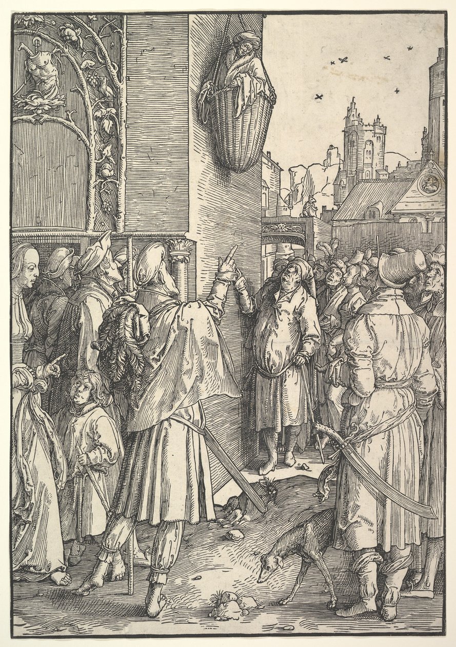 The Poet Virgil in a Basket by Lucas van Leyden