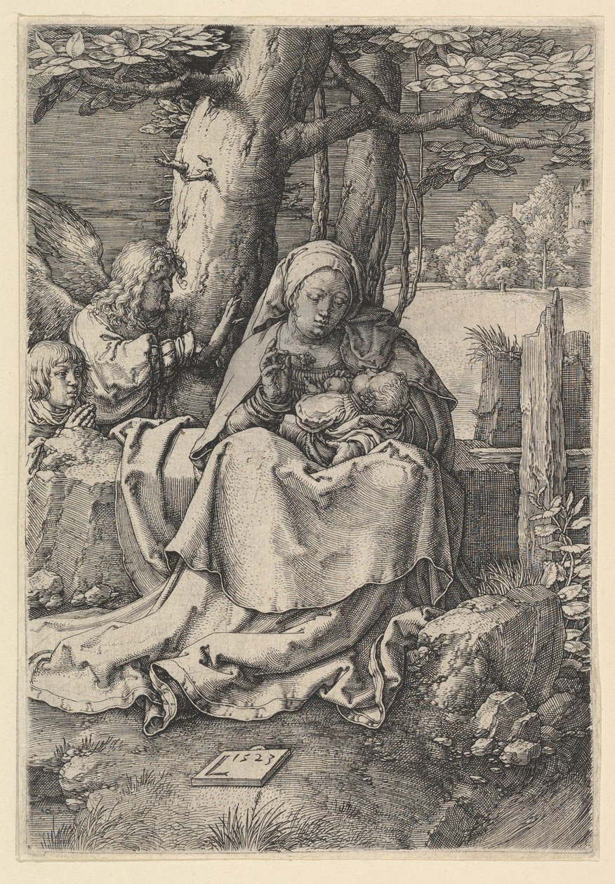 The Virgin and Child with Two Angels, 1523 by Lucas van Leyden