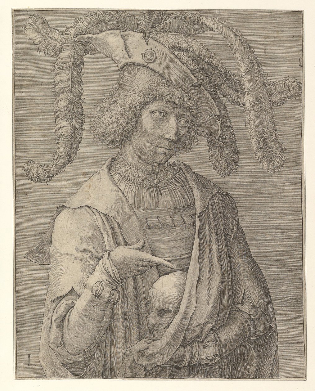 Young Man with a Skull by Lucas van Leyden