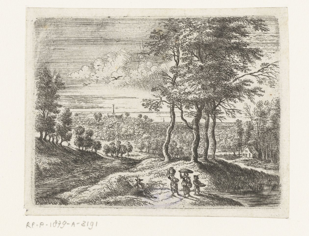 Forest Landscape with Two Women and a Boy with a Basket (Small Landscapes) by Lucas van Uden