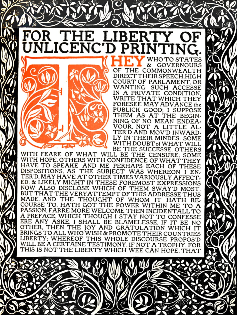 Eragny Press: Opening Page of the Areopagitica, c.1895-1914 by Lucien Pissaro