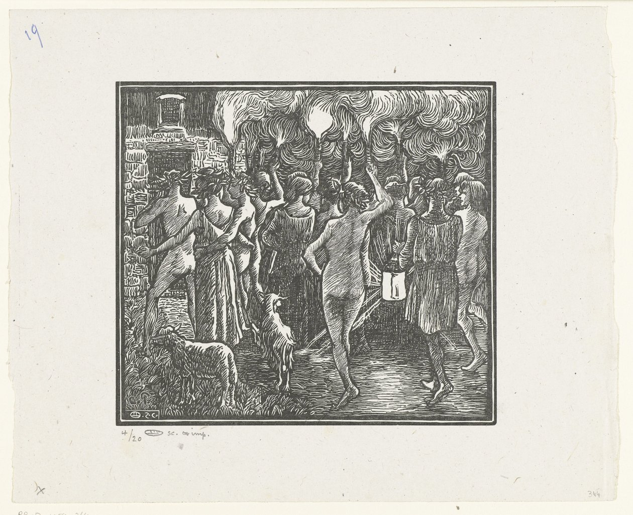 The Torchlight Procession (series title: Daphnis and Chloe) by Lucien Pissarro