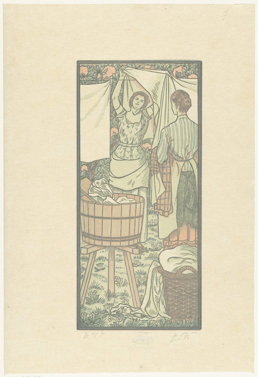 Hanging the Laundry by Lucien Pissarro