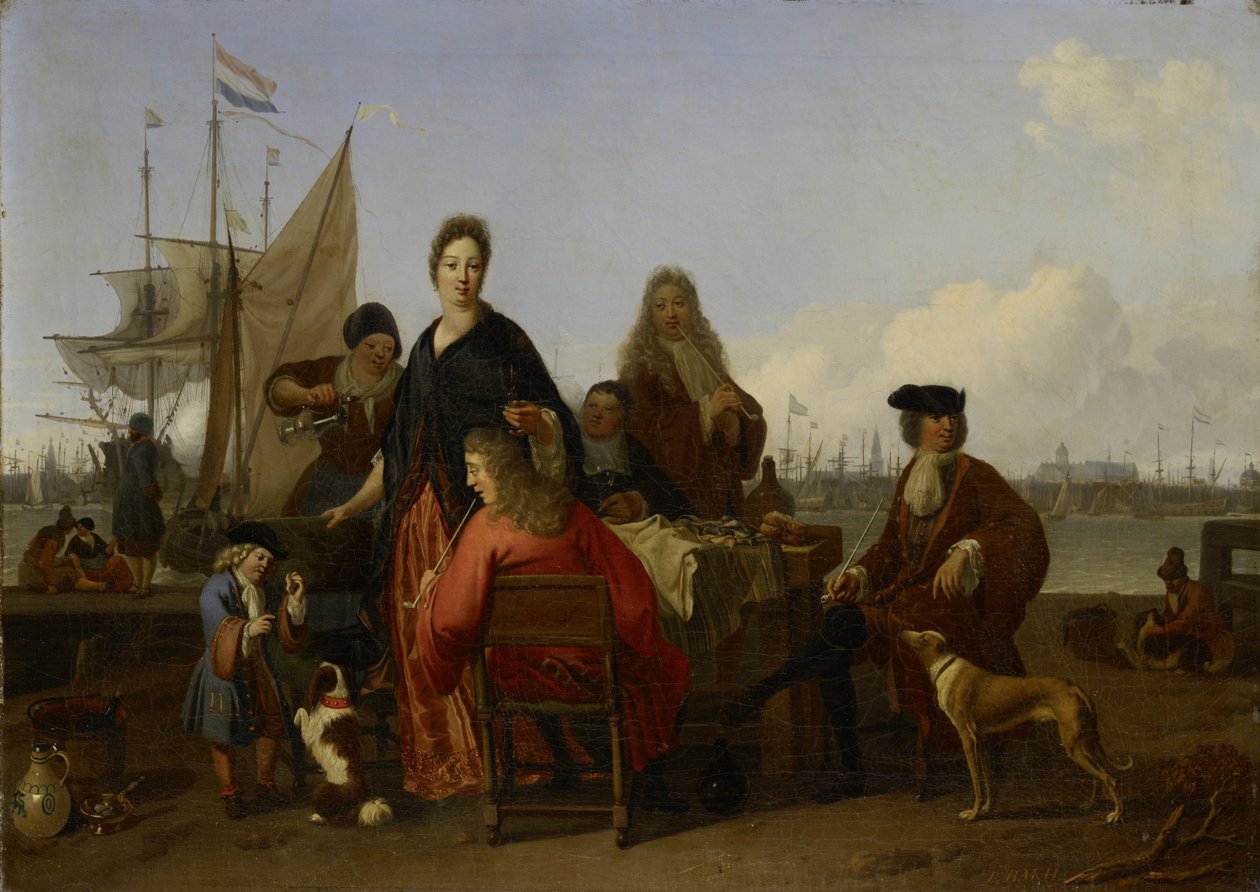 The Bakhuysen and de Hooghe Families Dining at the Mosselsteiger by Ludolf Bakhuizen