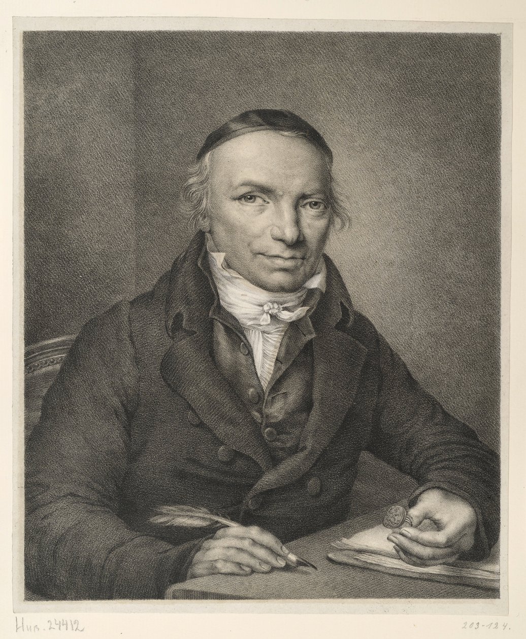 Johann Joachim Bellermann, Bust at the Table, Holding a Signet Ring by Ludwig Buchhorn
