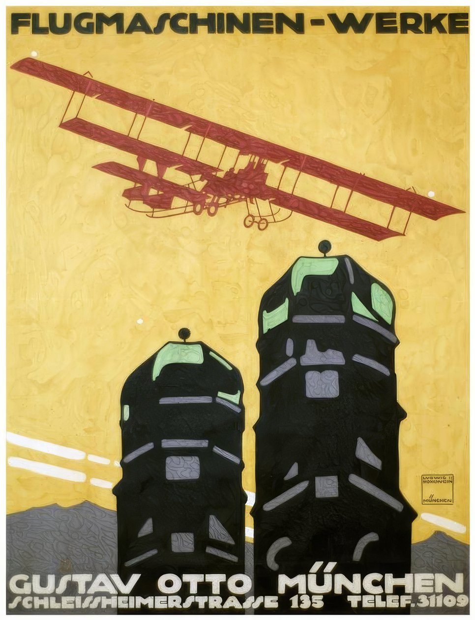 Flying Machines – Works, Gustav Otto Munich by Ludwig Hohlwein
