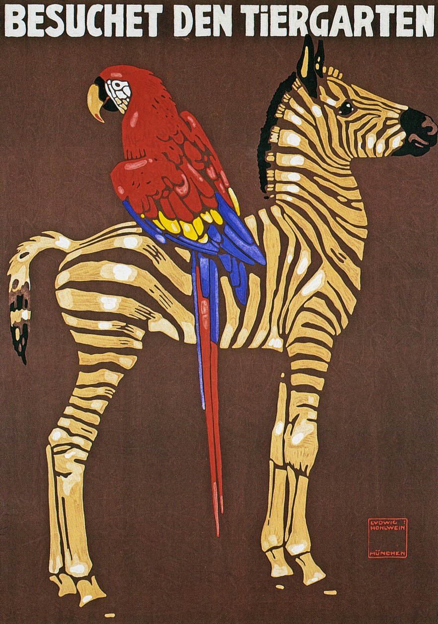 Poster Advertising Hellabrunn Zoo in Munich by Ludwig Hohlwein