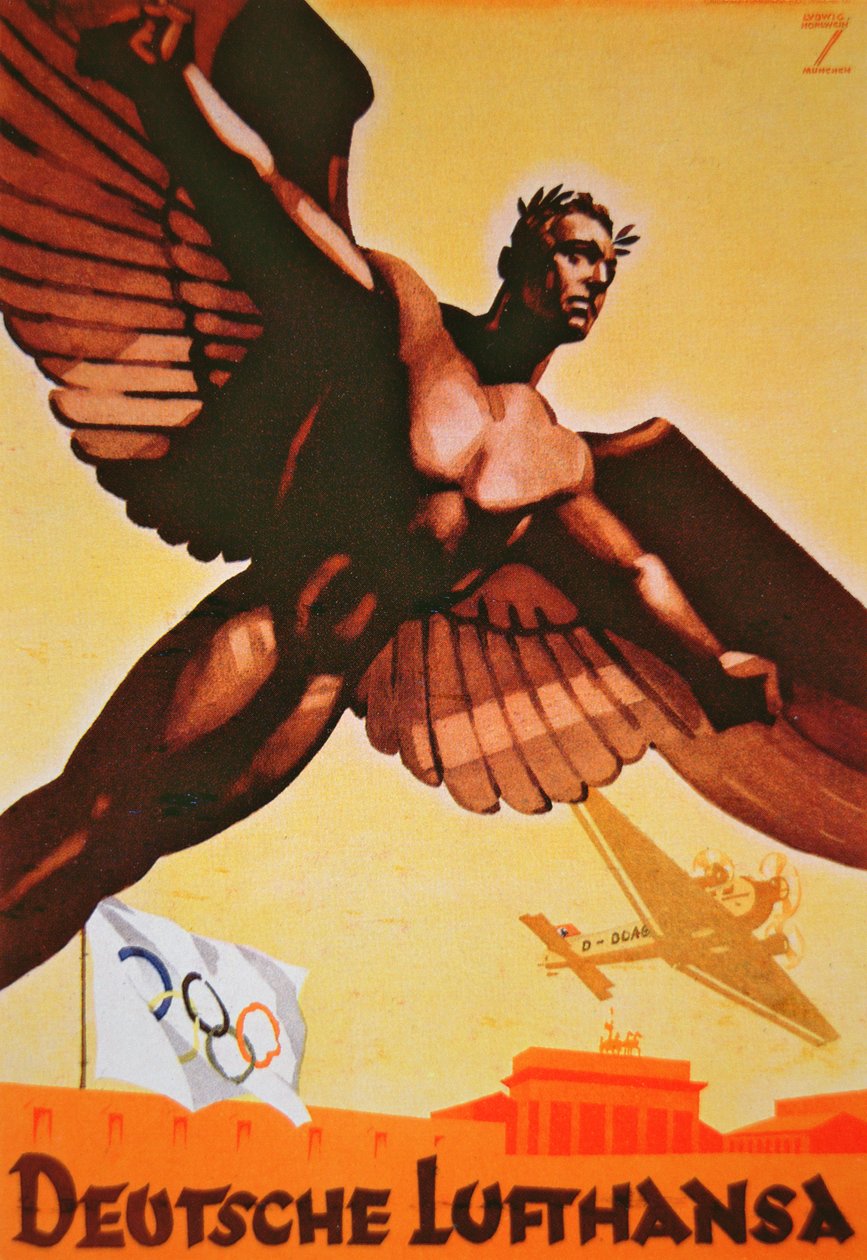 Poster advertising flights to Berlin with German Lufthansa