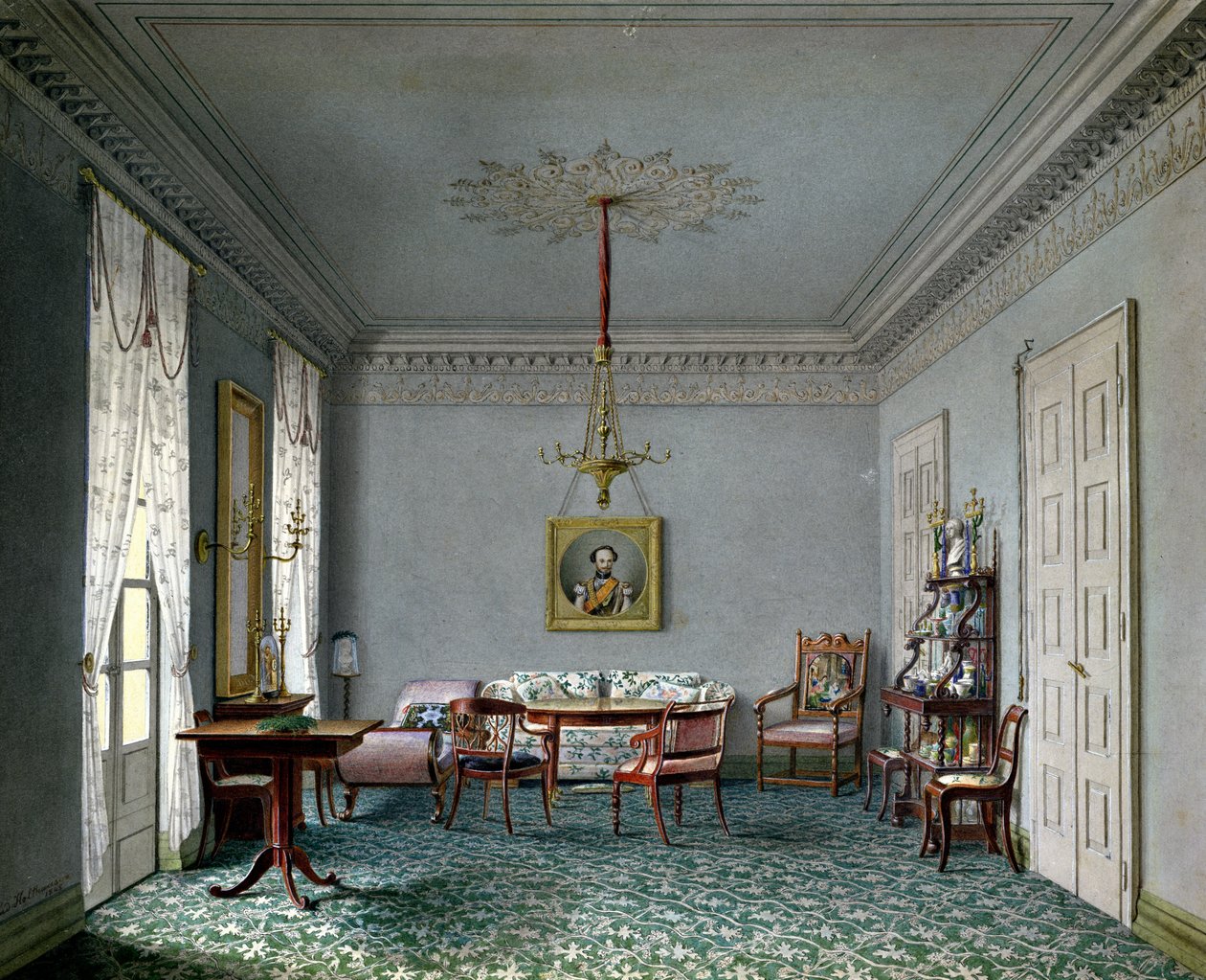 Drawing room Interior in the Palace in Stuttgart, Wurttemburg by Ludwig Holthausen