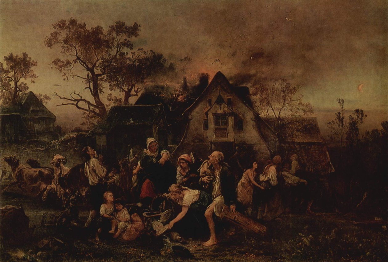 Fire in the Village by Ludwig Knaus