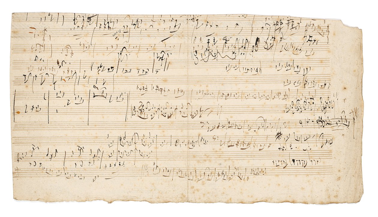 Autograph Music Manuscript, a Sketchleaf for the Slow Movement of the String Quartet in C, Op.59, No.3, the Third "Razumovsky" Quartet, Vienna by Ludwig van Beethoven