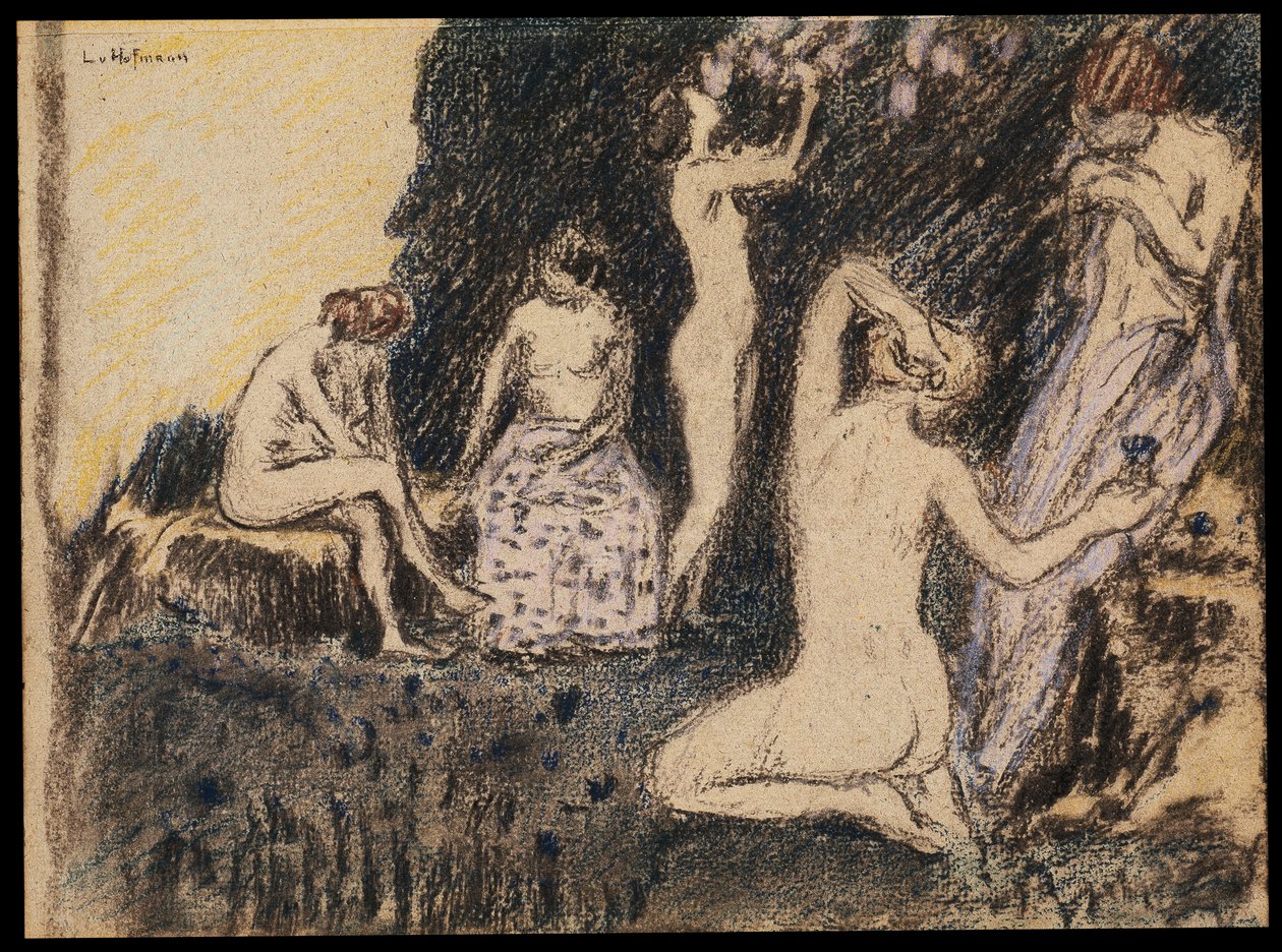 Landscape with Five Naked Women by Ludwig von Hofmann