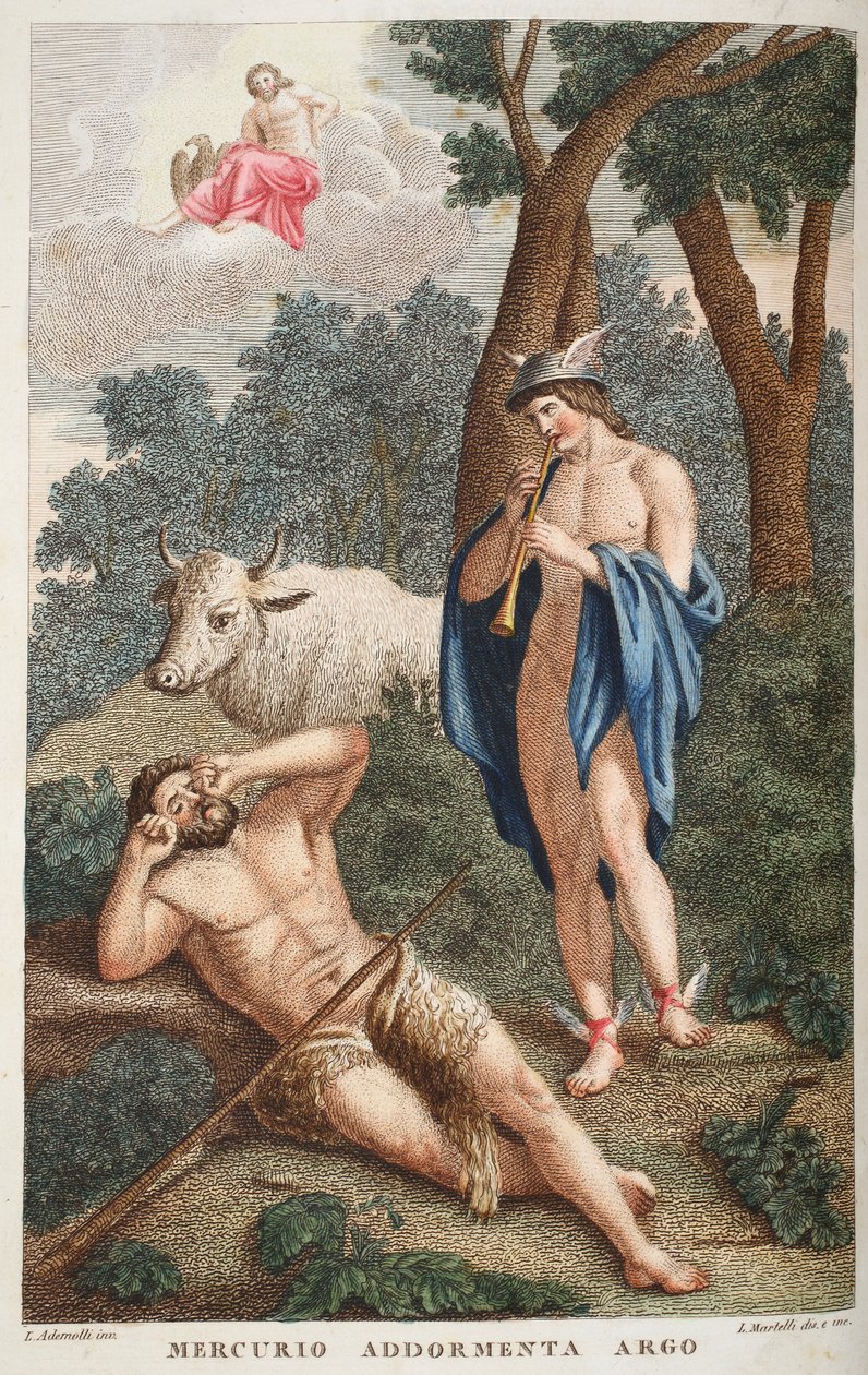 Mercury Puts Argus to Sleep, illustration from Ovid