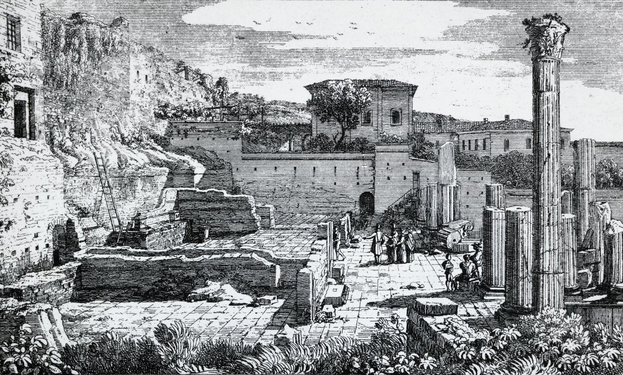 Ruins of Temple of Vespasian in Brescia by Luigi Basiletti