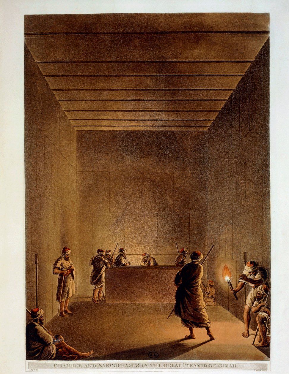 Room and Sarcophagus of Great Pyramid of Giza, Engraving from "Views" of Luigi Mayer by Luigi Mayer