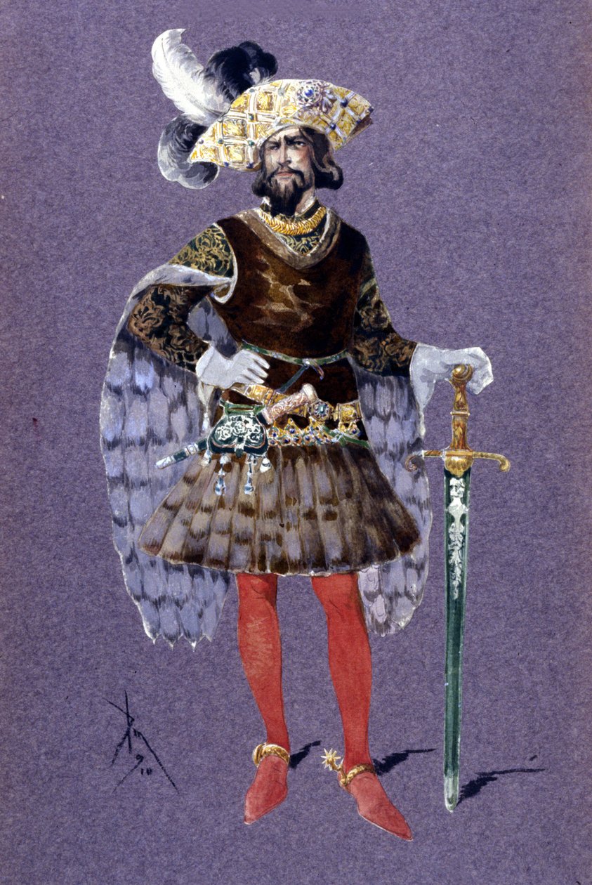 Blue Beard. Drawing by Luigi Sapelli Caramba (1865-1936) from 1910 for opera 
