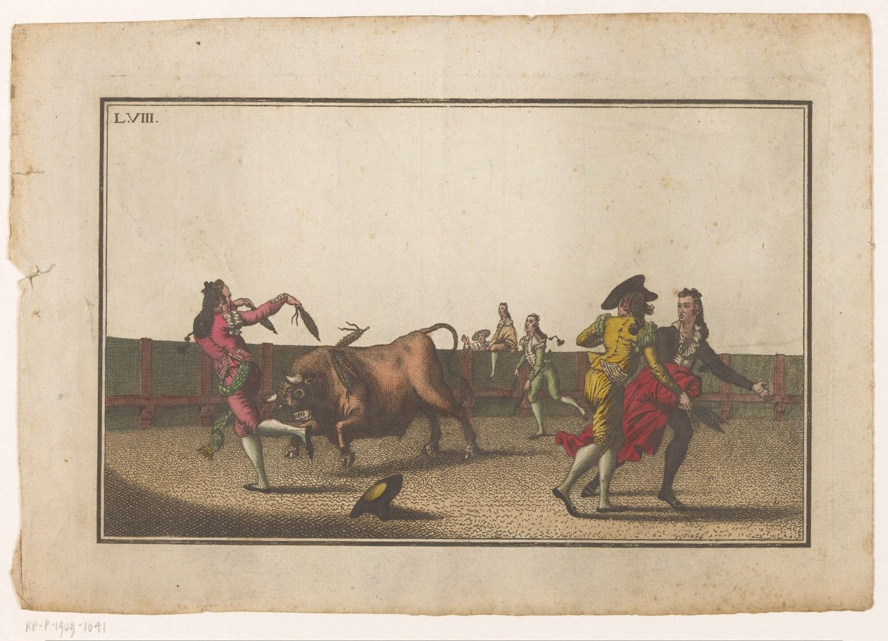 Bull Being Challenged with Banderillas (Collection of the Main Maneuvers in Bullfighting) by Luis Fernandez Noseret
