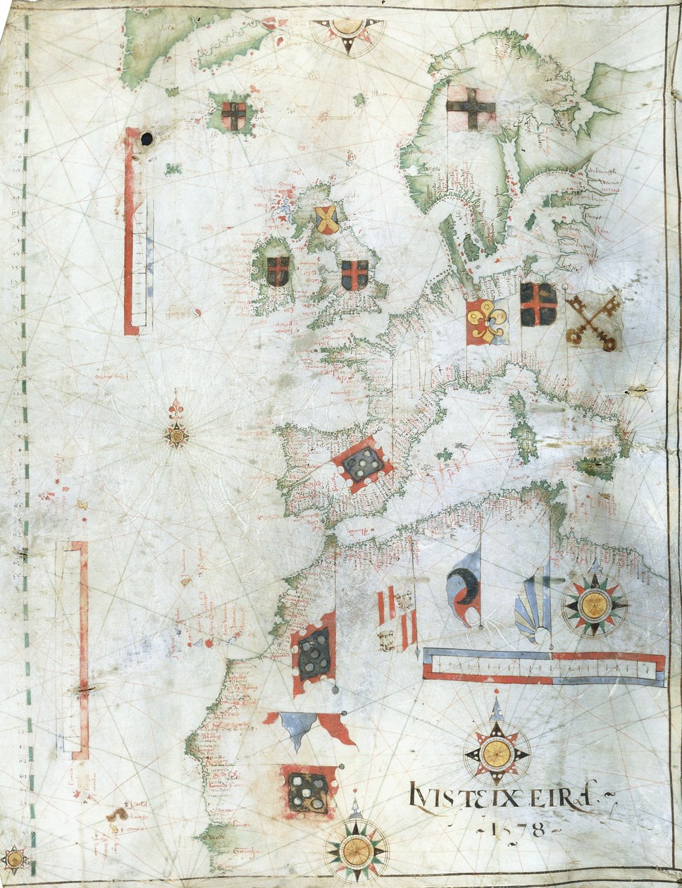 Portolan Chart of Western Europe and North Africa by Luis Teixeira