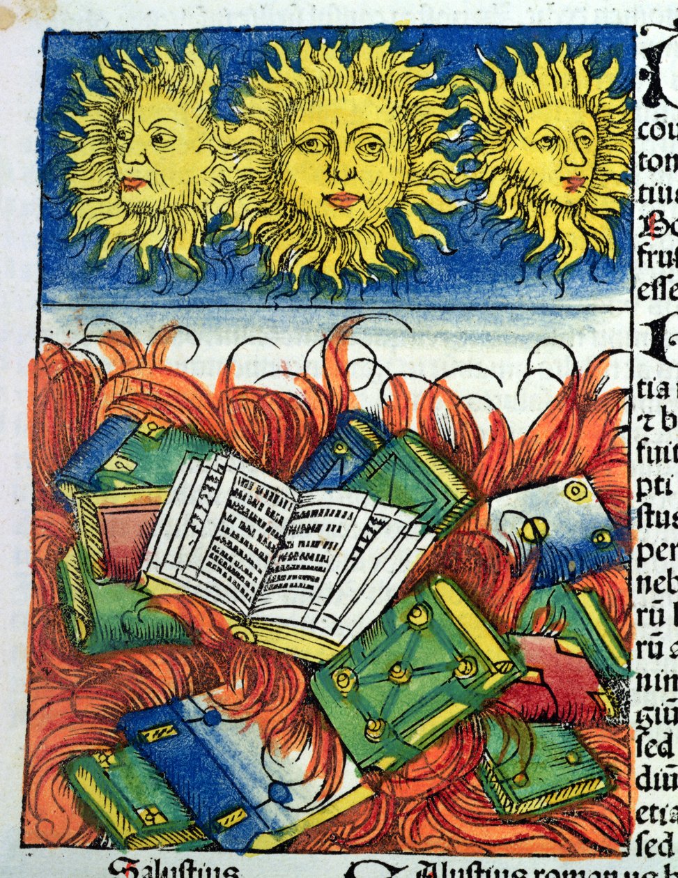 Autodafe of Books in the Middle Ages, Illustration from the 